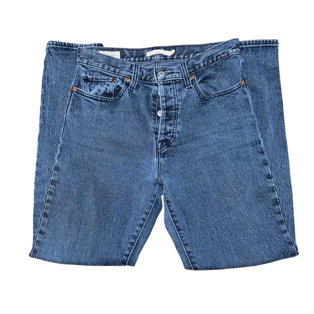 Levi’s Premium Wedgie Fit High Rise Jeans Button Fly Vintage Straight Blue Denim